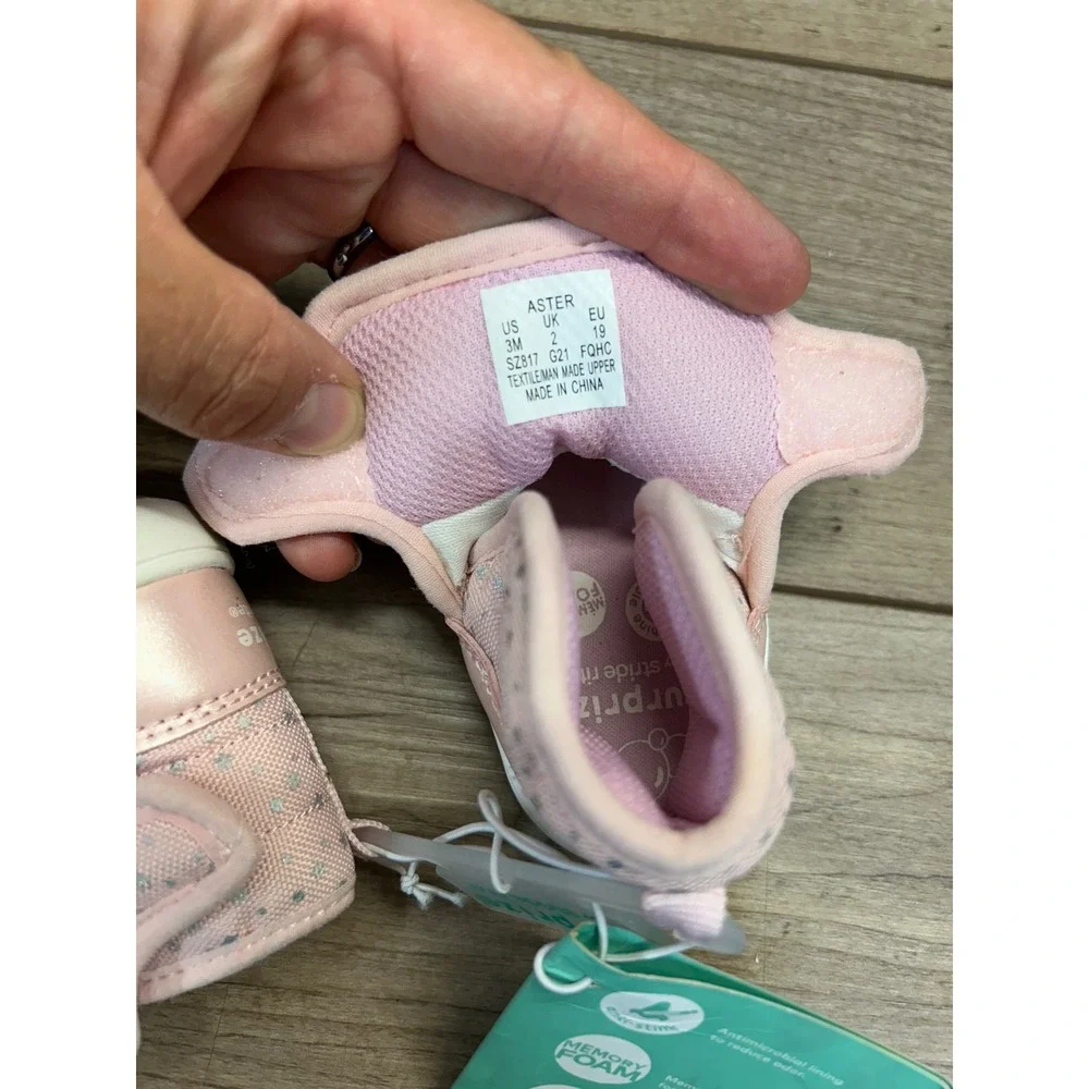 Surprize by Stride Rite Aster Baby Pink Star Memory Foam Boots Size 3M SZ817